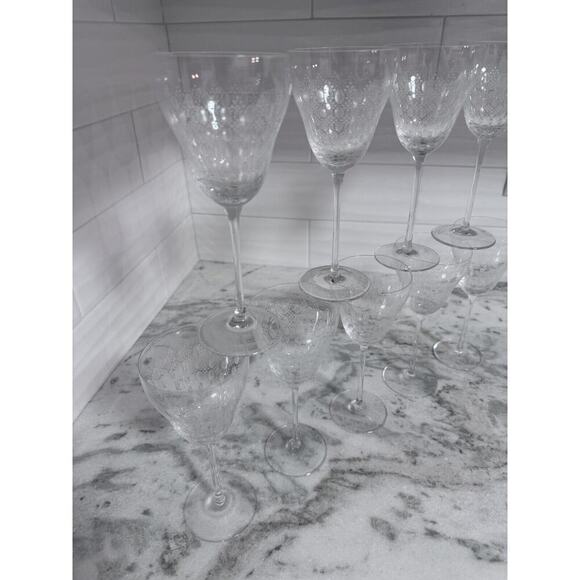 Rosenthal Motif Medium Crystal Wine Glasses Set Of 9 Signed Retired. - Picture 3 of 10